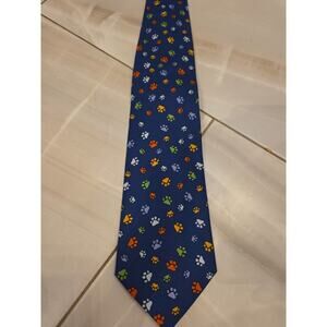Utopia Men's Necktie Tie Silk Wine Dog Paw Prints